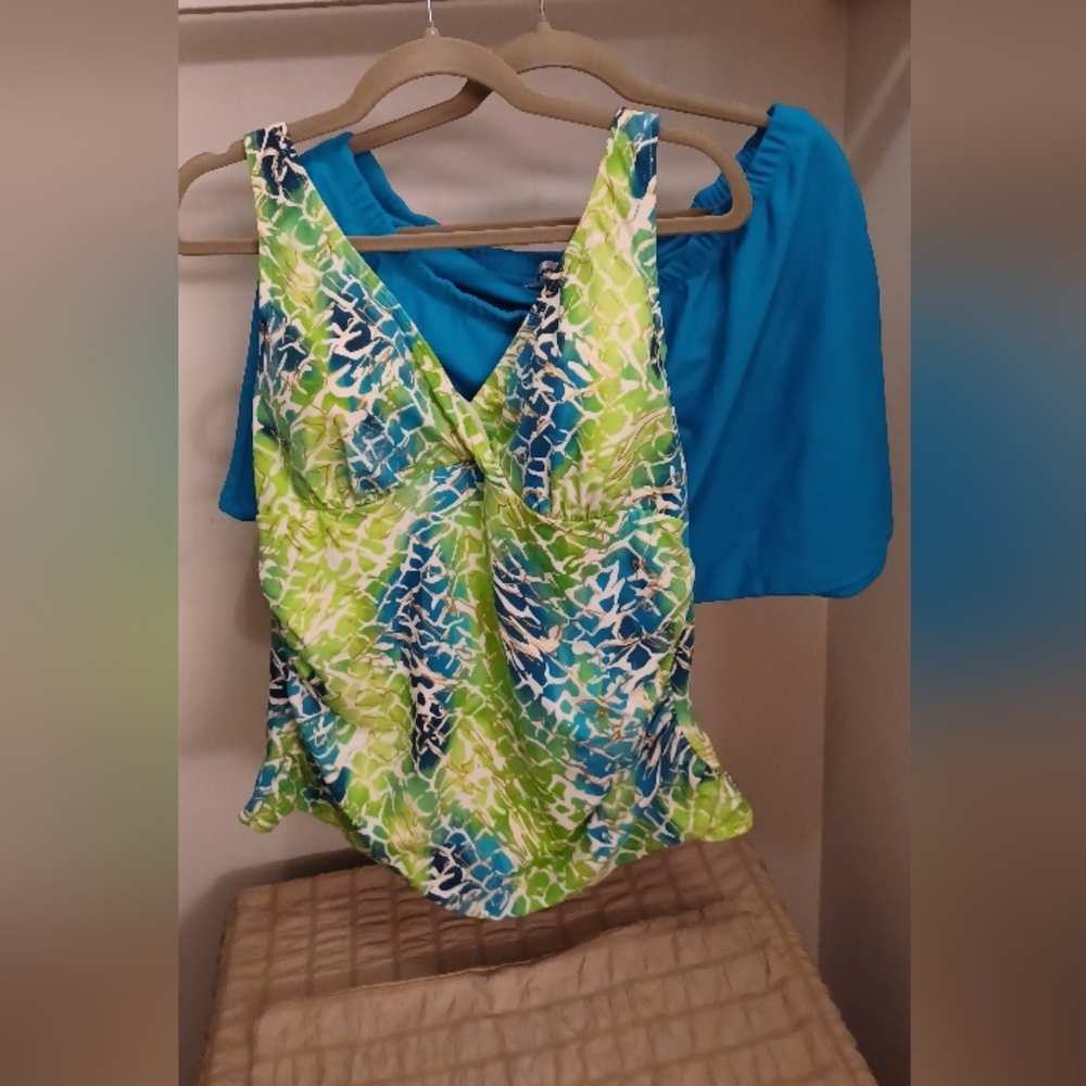 AVENUE Teal And Lime Tankini
